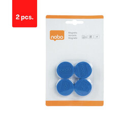 Magnēti NOBO, 30 mm, 4 gab., zils sp., iepakojumā 2 gab. cena un informācija | Kancelejas preces | 220.lv