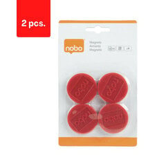 Magnēti NOBO, 38 mm, 4 gab., sarkans sp., iepakojumā 2 gab. cena un informācija | Kancelejas preces | 220.lv