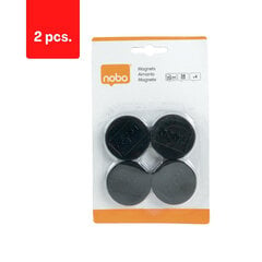 Магниты NOBO, 38 мм, 4 шт., черные, в упаковке 2 шт. цена и информация | Канцелярия | 220.lv