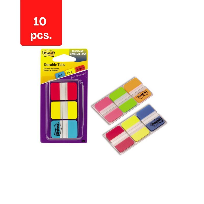 Lipīgie marķieri POST-IT, 25,4 x 38 mm, 3 krāsas, iepakojumā 10 gab. цена и информация | Kancelejas preces | 220.lv