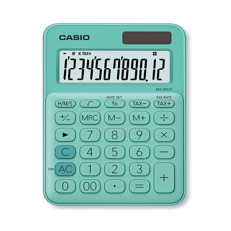 Galda kalkulators CASIO MS-20UC, 105x150x23 mm, piparmētru zaļš sp. цена и информация | Kancelejas preces | 220.lv