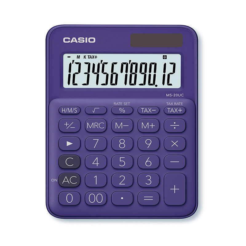 Galda kalkulators CASIO MS-20UC, 105x150x23 mm, violets sp. cena un informācija | Kancelejas preces | 220.lv