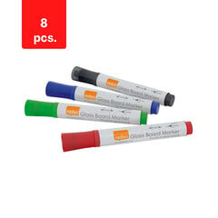Stikla dēļu marķieri NOBO, 4 gab., t.sk. krāsas, iepakojumā 2 gab. cena un informācija | Kancelejas preces | 220.lv