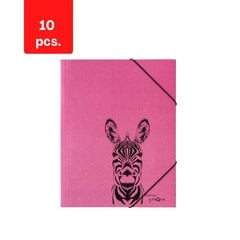 Mape dokumentiem, piezīmju grāmatiņām PAGNA Zebra, A4, ar gumiju, rozā, iepakojumā 10gab. cena un informācija | Kancelejas preces | 220.lv