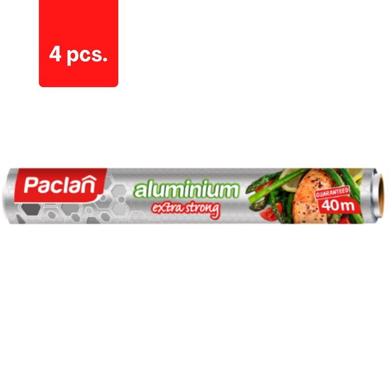 Alumīnija folija PACLAN rullī, 10 mk, 29 cm x 12 m, 1 gab, iepakojumā 4 gab. cena un informācija | Cepamais papīrs, trauki, formas | 220.lv