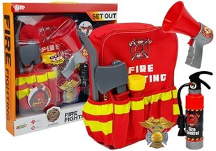 Bērnu ugunsdzēsēja komplekts - uzvalks, mugursoma, ugunsdzēšamais aparāts un citi aksesuāri cena un informācija | Karnevāla kostīmi, maskas un parūkas | 220.lv