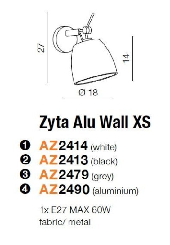 Sienas lampa AZzardo Zyta AZ4792 цена и информация | Sienas lampas | 220.lv