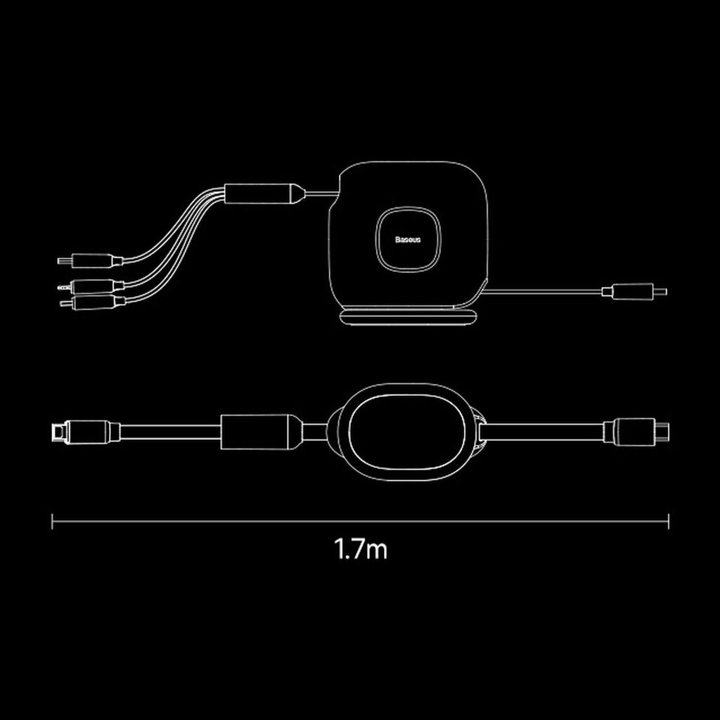 Baseus 3-in-1 USB Type C - micro USB / USB Type C / Lightning, 100 W 1.7 m (CAQY000006) цена и информация | Adapteri un USB centrmezgli | 220.lv