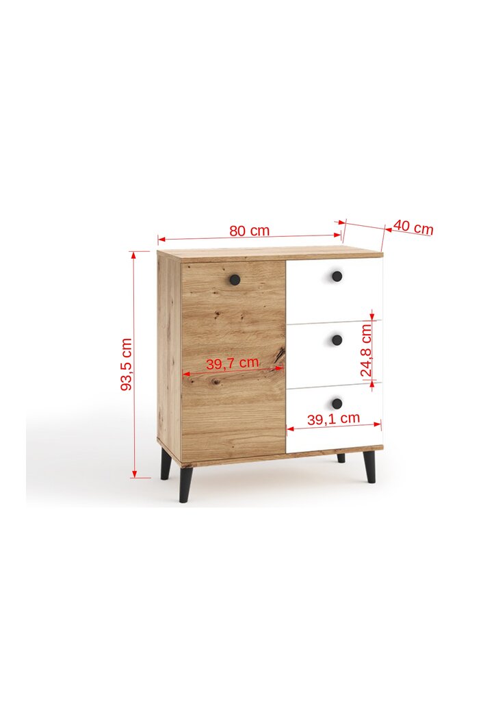 Kumode ADRK Furniture CLE01, brūna/balta cena un informācija | Kumodes | 220.lv