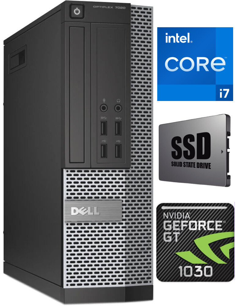 7020 SFF i7-4770 8GB 960GB SSD GT1030 2GB Windows 10 Professional Stacionārais dators cena un informācija | Stacionārie datori | 220.lv