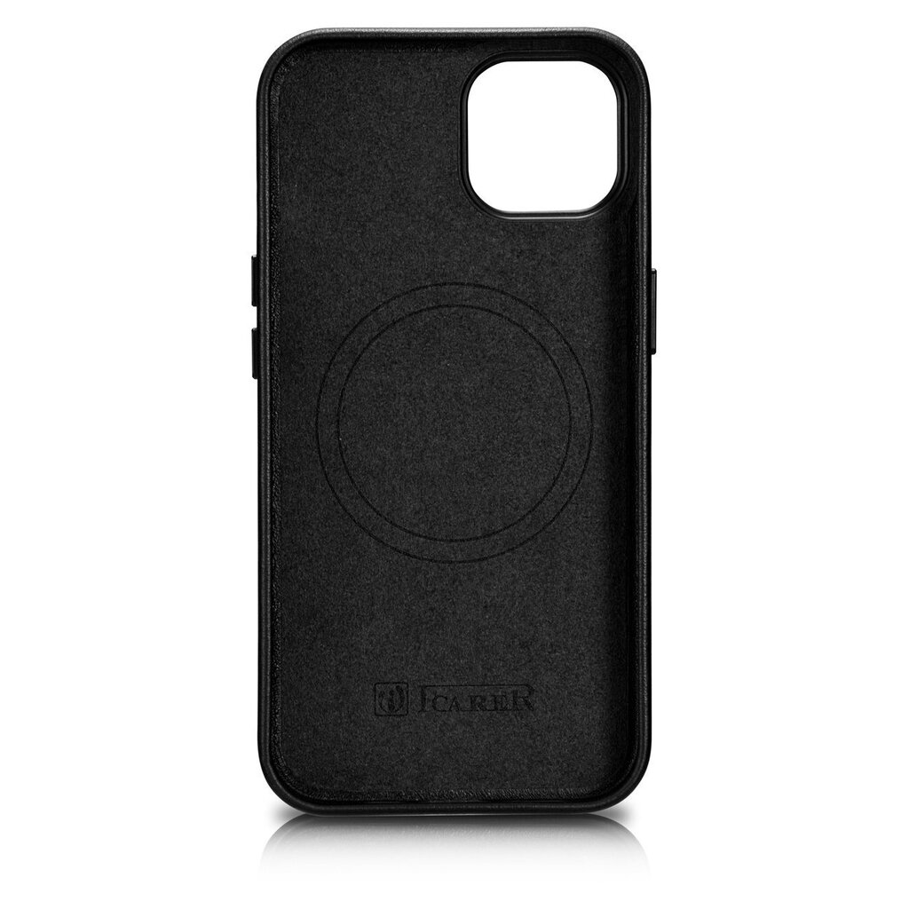 iCarer Leather iPhone 14 Plus black (MagSafe compatible) cena un informācija | Telefonu vāciņi, maciņi | 220.lv