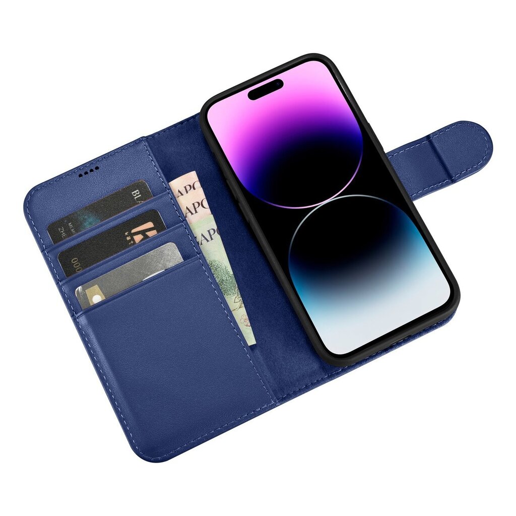 iCarer 2in1 iPhone 14 Pro Max Leather Flip Anti-RFID blue (WMI14220728-BU) цена и информация | Telefonu vāciņi, maciņi | 220.lv