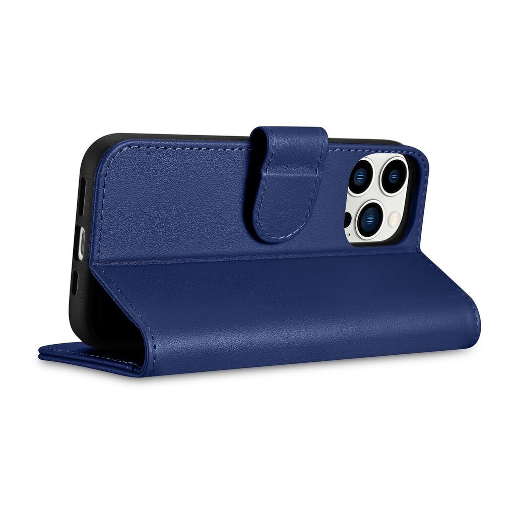 iCarer 2in1 iPhone 14 Pro Max Leather Flip Anti-RFID blue (WMI14220728-BU) cena un informācija | Telefonu vāciņi, maciņi | 220.lv