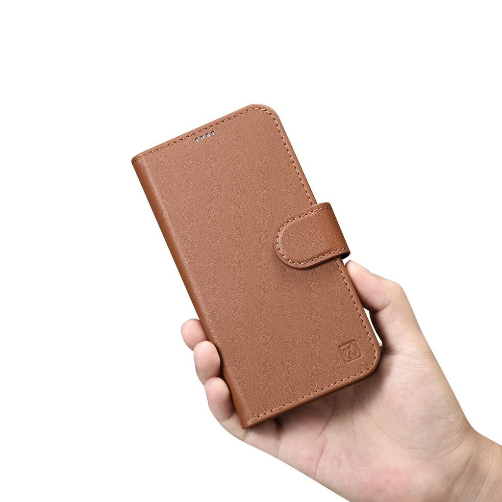 iCarer 2in1 iPhone 14 Pro Max Leather Flip Anti-RFID Brown (WMI14220728-BN) cena un informācija | Telefonu vāciņi, maciņi | 220.lv