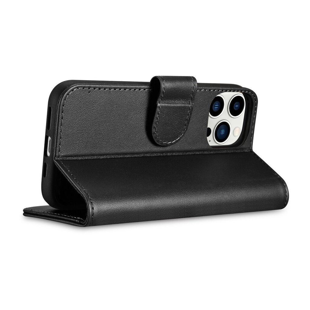 iCarer 2in1 iPhone 14 Pro Leather Flip Anti-RFID black (WMI14220726-BK) cena un informācija | Telefonu vāciņi, maciņi | 220.lv