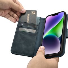 Кожаный чехол iCarer 2in1 для iPhone 14 Plus Flip Anti-RFID, синий (WMI14220723-BU) цена и информация | Чехлы для телефонов | 220.lv