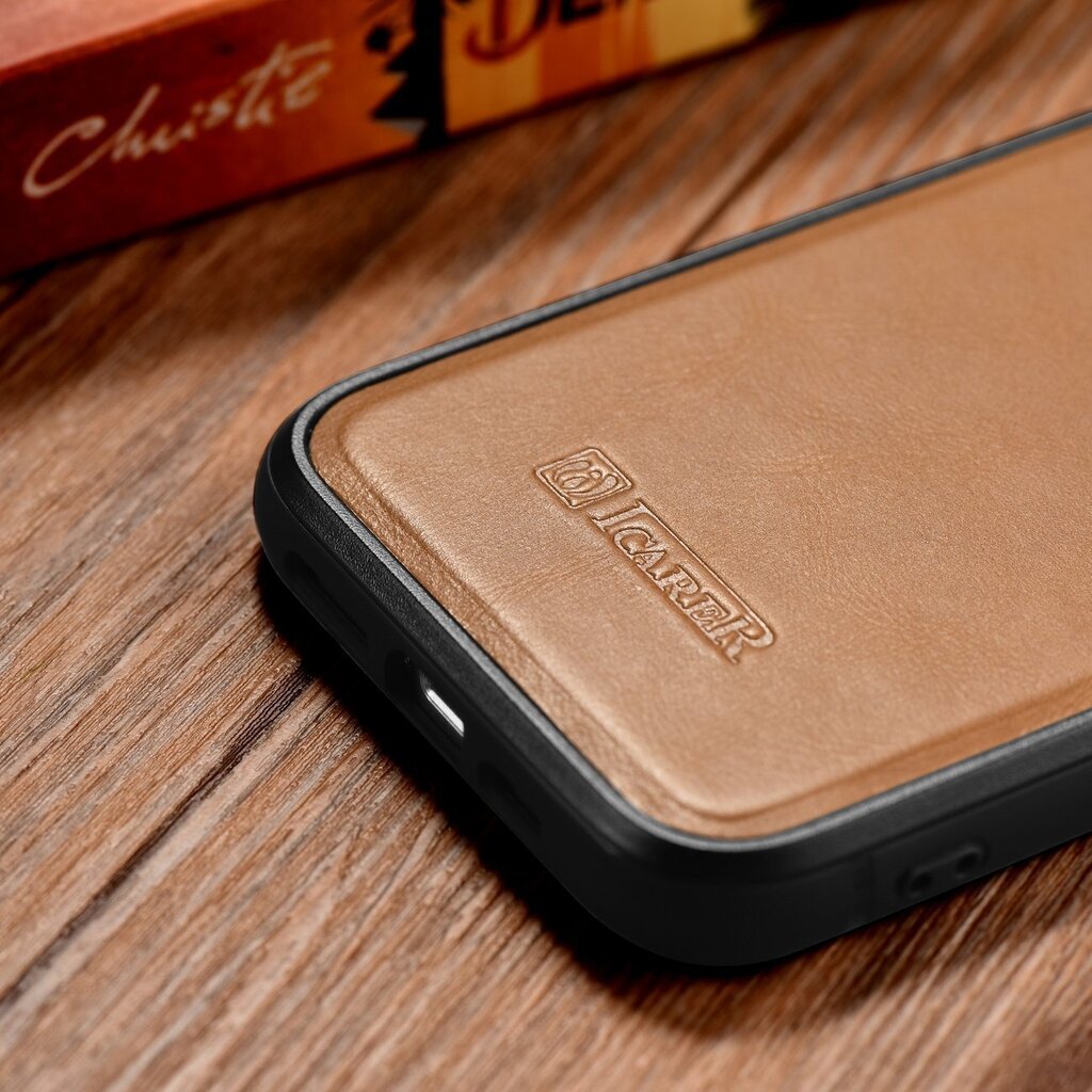 iCarer Leather iPhone 14 Pro Max (MagSafe compatible) brown (WMI14220720-TN) cena un informācija | Telefonu vāciņi, maciņi | 220.lv