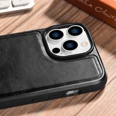 iCarer Leather iPhone 14 Pro Max (MagSafe Compatible) black (WMI14220720-BK) cena un informācija | Telefonu vāciņi, maciņi | 220.lv