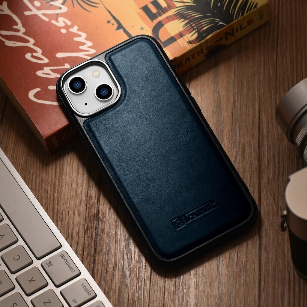 iCarer Leather iPhone 14 Plus (MagSafe compatible) blue (WMI14220719-BU) cena un informācija | Telefonu vāciņi, maciņi | 220.lv