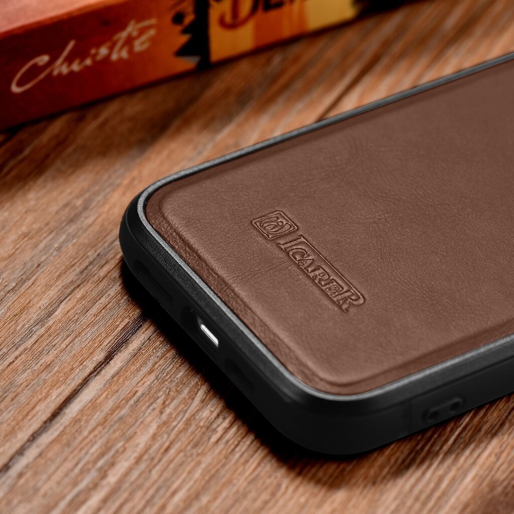 iCarer Leather iPhone 14 Pro (MagSafe compatible) brown (WMI14220718-BN) cena un informācija | Telefonu vāciņi, maciņi | 220.lv