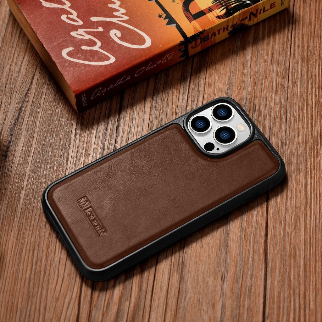 iCarer Leather iPhone 14 Pro (MagSafe compatible) brown (WMI14220718-BN) cena un informācija | Telefonu vāciņi, maciņi | 220.lv