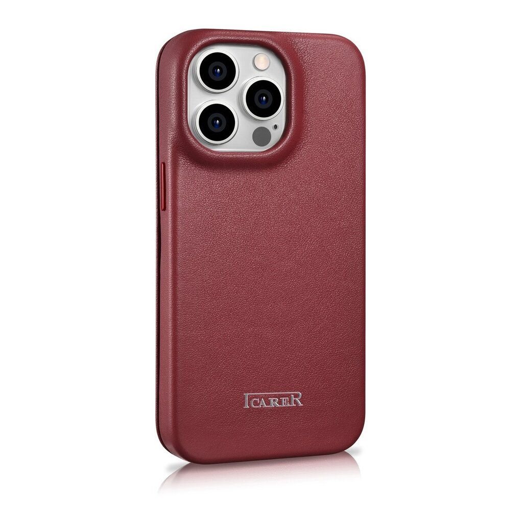 iCarer Leather iPhone 14 Pro Max Flip Magnetic MagSafe Red (WMI14220716-RD) cena un informācija | Telefonu vāciņi, maciņi | 220.lv