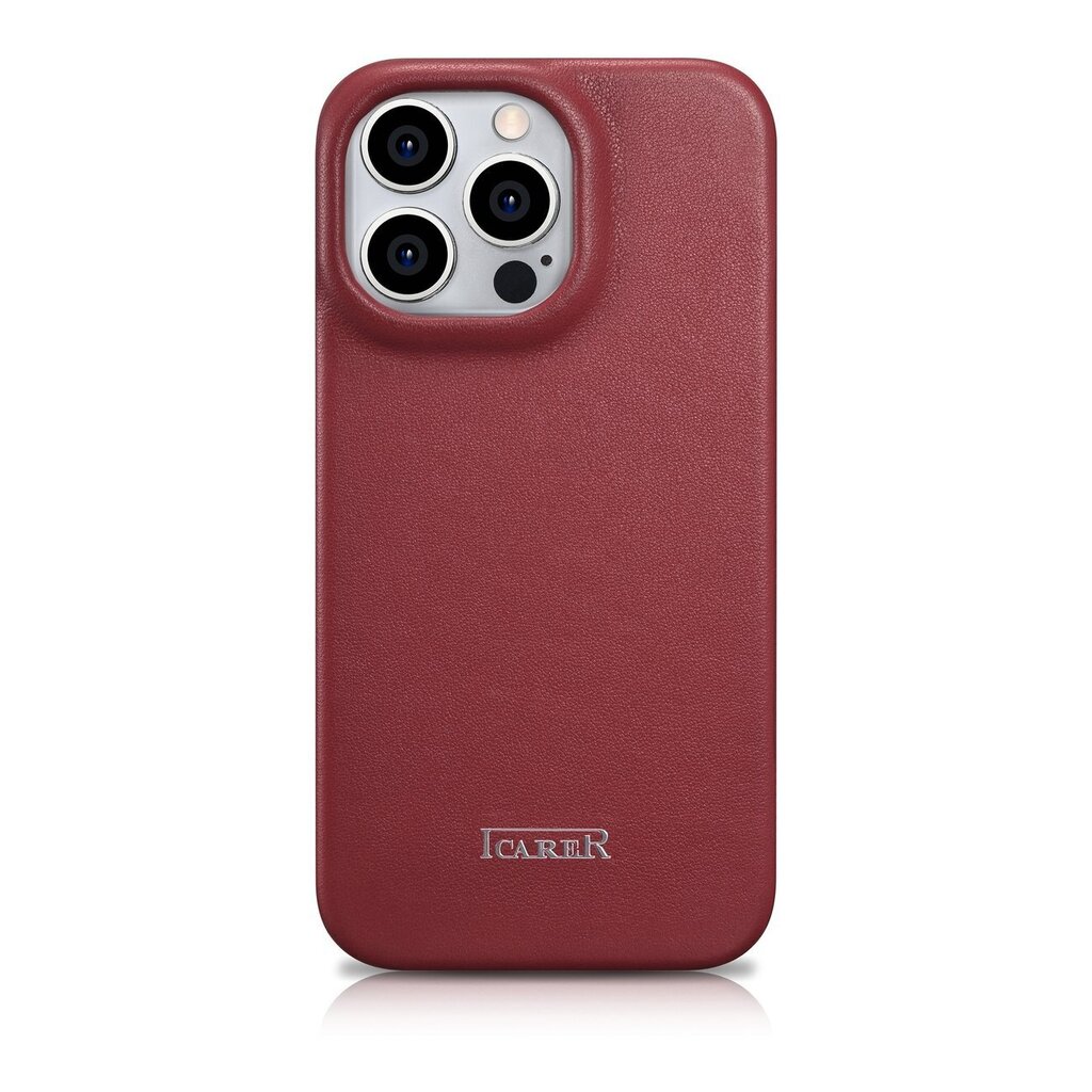 iCarer Leather iPhone 14 Pro Max Flip Magnetic MagSafe Red (WMI14220716-RD) cena un informācija | Telefonu vāciņi, maciņi | 220.lv