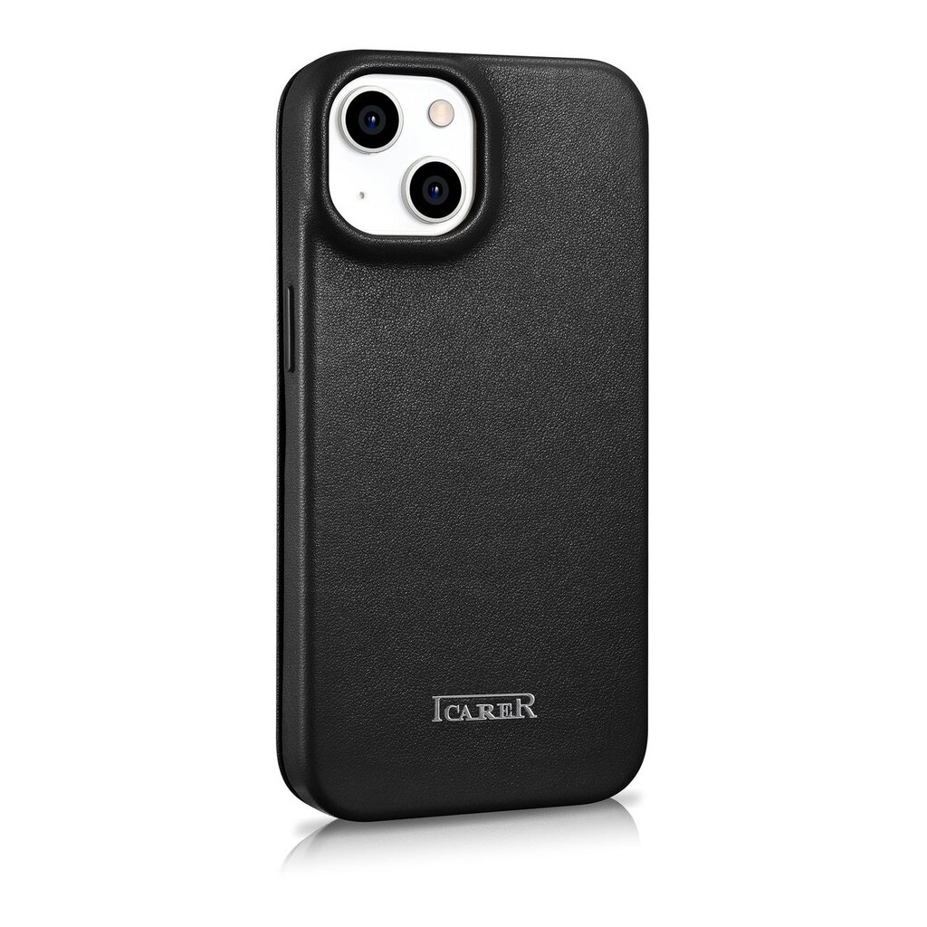 iCarer Leather iPhone 14 Plus Flip Magnetic MagSafe Black (WMI14220715-BK) cena un informācija | Telefonu vāciņi, maciņi | 220.lv