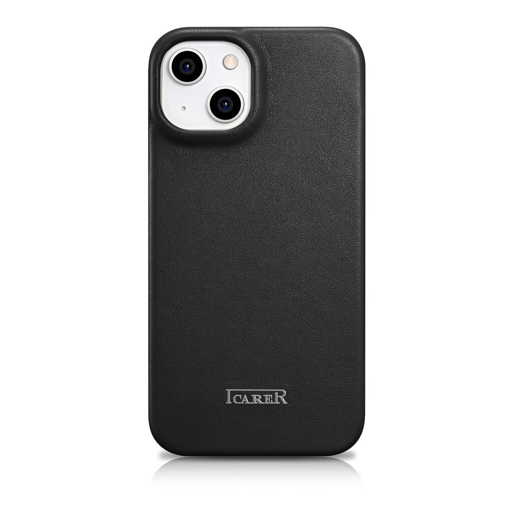 iCarer Leather iPhone 14 Plus Flip Magnetic MagSafe Black (WMI14220715-BK) cena un informācija | Telefonu vāciņi, maciņi | 220.lv