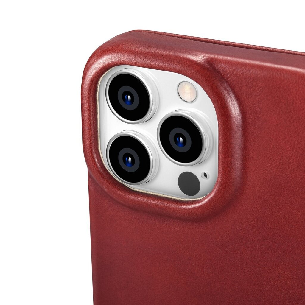 iCarer Leather iPhone 14 Pro Max Flip Magnetic MagSafe Red (AKI14220708-RD) cena un informācija | Telefonu vāciņi, maciņi | 220.lv