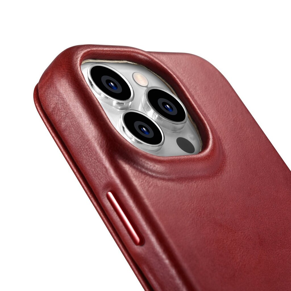 iCarer Leather iPhone 14 Pro Max Flip Magnetic MagSafe Red (AKI14220708-RD) cena un informācija | Telefonu vāciņi, maciņi | 220.lv