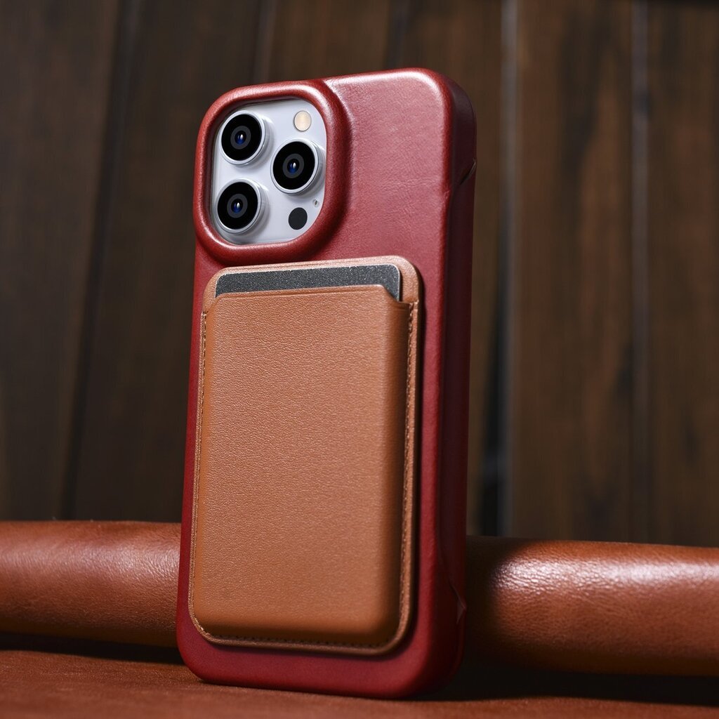 iCarer Leather iPhone 14 Pro Max Flip Magnetic MagSafe Red (AKI14220708-RD) cena un informācija | Telefonu vāciņi, maciņi | 220.lv