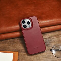 iCarer Leather iPhone 14 Pro Max Flip Magnetic MagSafe Red (AKI14220708-RD) цена и информация | Чехлы для телефонов | 220.lv