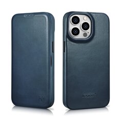 iCarer Leather iPhone 14 Pro Max Flip Magnetic MagSafe Blue (AKI14220708-BU) cena un informācija | Telefonu vāciņi, maciņi | 220.lv