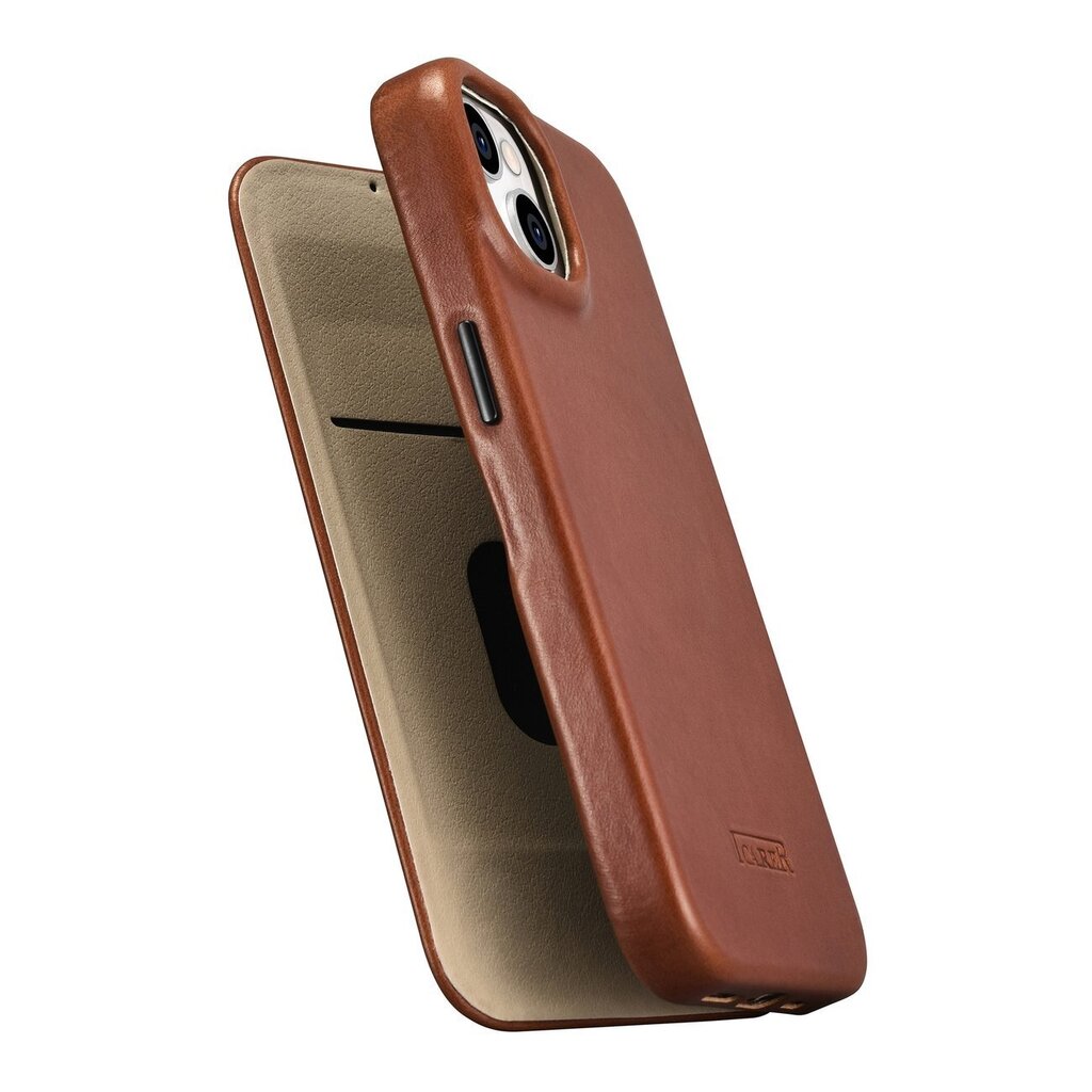 iCarer Leather iPhone 14 Plus magnetic flip MagSafe brown (AKI14220707-BN) cena un informācija | Telefonu vāciņi, maciņi | 220.lv