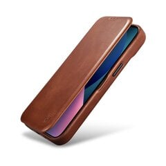 Кожаный чехол iCarer для iPhone 14 Plus Flip с магнитный MagSafe, коричневый (AKI14220707-BN) цена и информация | Чехлы для телефонов | 220.lv