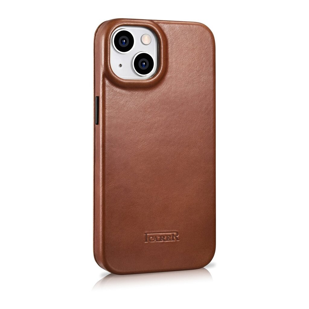 iCarer Leather iPhone 14 Plus magnetic flip MagSafe brown (AKI14220707-BN) cena un informācija | Telefonu vāciņi, maciņi | 220.lv