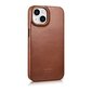 iCarer Leather iPhone 14 Plus magnetic flip MagSafe brown (AKI14220707-BN) cena un informācija | Telefonu vāciņi, maciņi | 220.lv