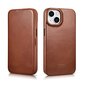 iCarer Leather iPhone 14 Plus magnetic flip MagSafe brown (AKI14220707-BN) cena un informācija | Telefonu vāciņi, maciņi | 220.lv