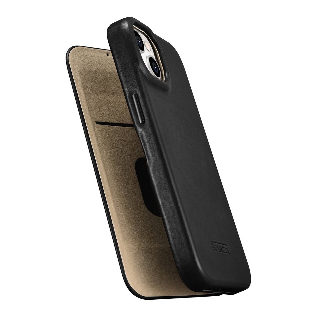 iCarer Leather iPhone 14 Plus Flip Magnetic MagSafe Black (AKI14220707-BK) cena un informācija | Telefonu vāciņi, maciņi | 220.lv