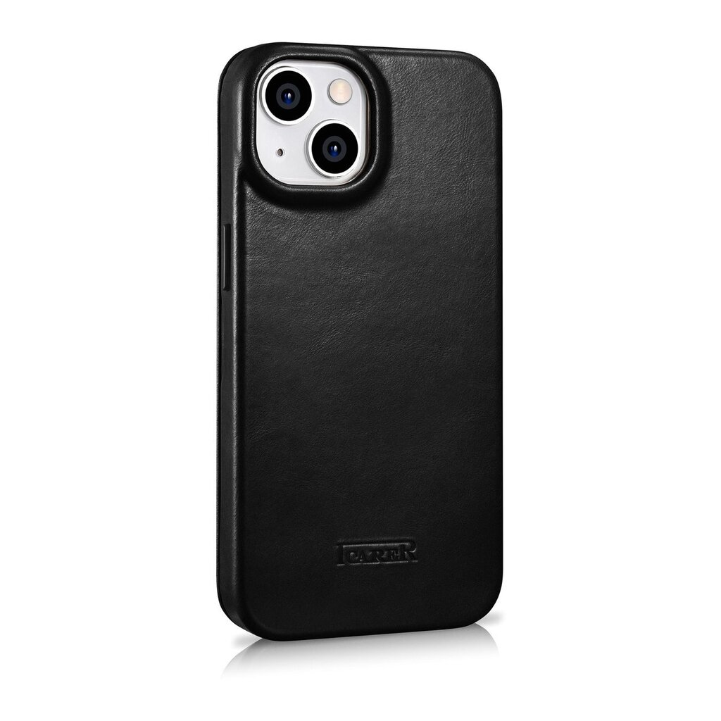 iCarer Leather iPhone 14 Plus Flip Magnetic MagSafe Black (AKI14220707-BK) cena un informācija | Telefonu vāciņi, maciņi | 220.lv