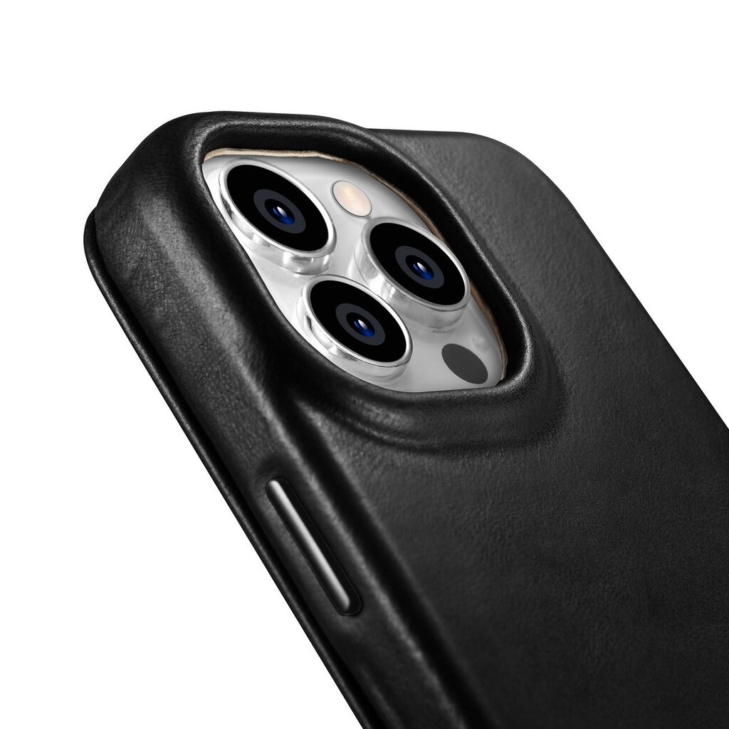 iCarer Leather iPhone 14 Pro Flip Magnetic MagSafe Black (AKI14220706-BK) cena un informācija | Telefonu vāciņi, maciņi | 220.lv