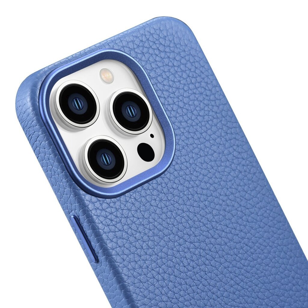 iCarer Litchi Leather iPhone 14 Pro Max Magnetic with MagSafe Light Blue (WMI14220712-LB) cena un informācija | Telefonu vāciņi, maciņi | 220.lv