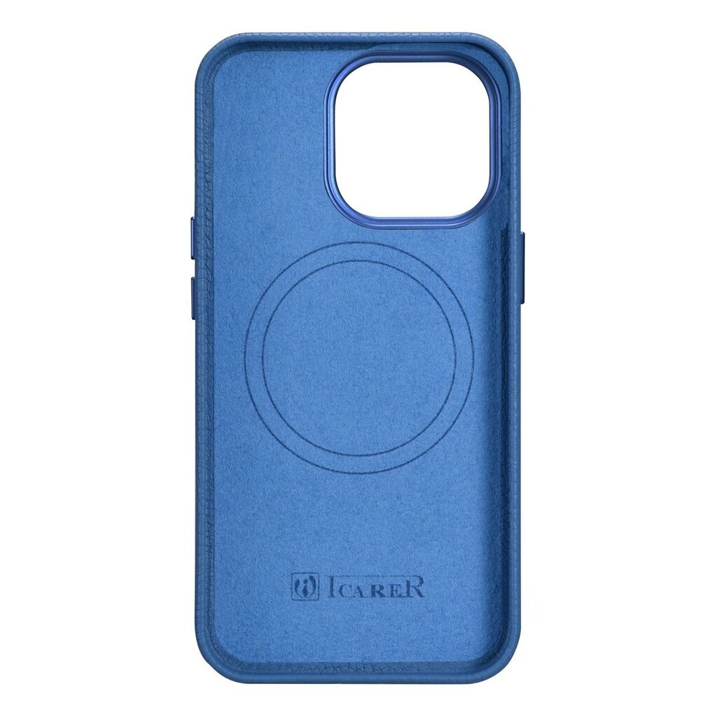 iCarer Litchi Leather iPhone 14 Pro Max Magnetic with MagSafe Light Blue (WMI14220712-LB) цена и информация | Telefonu vāciņi, maciņi | 220.lv