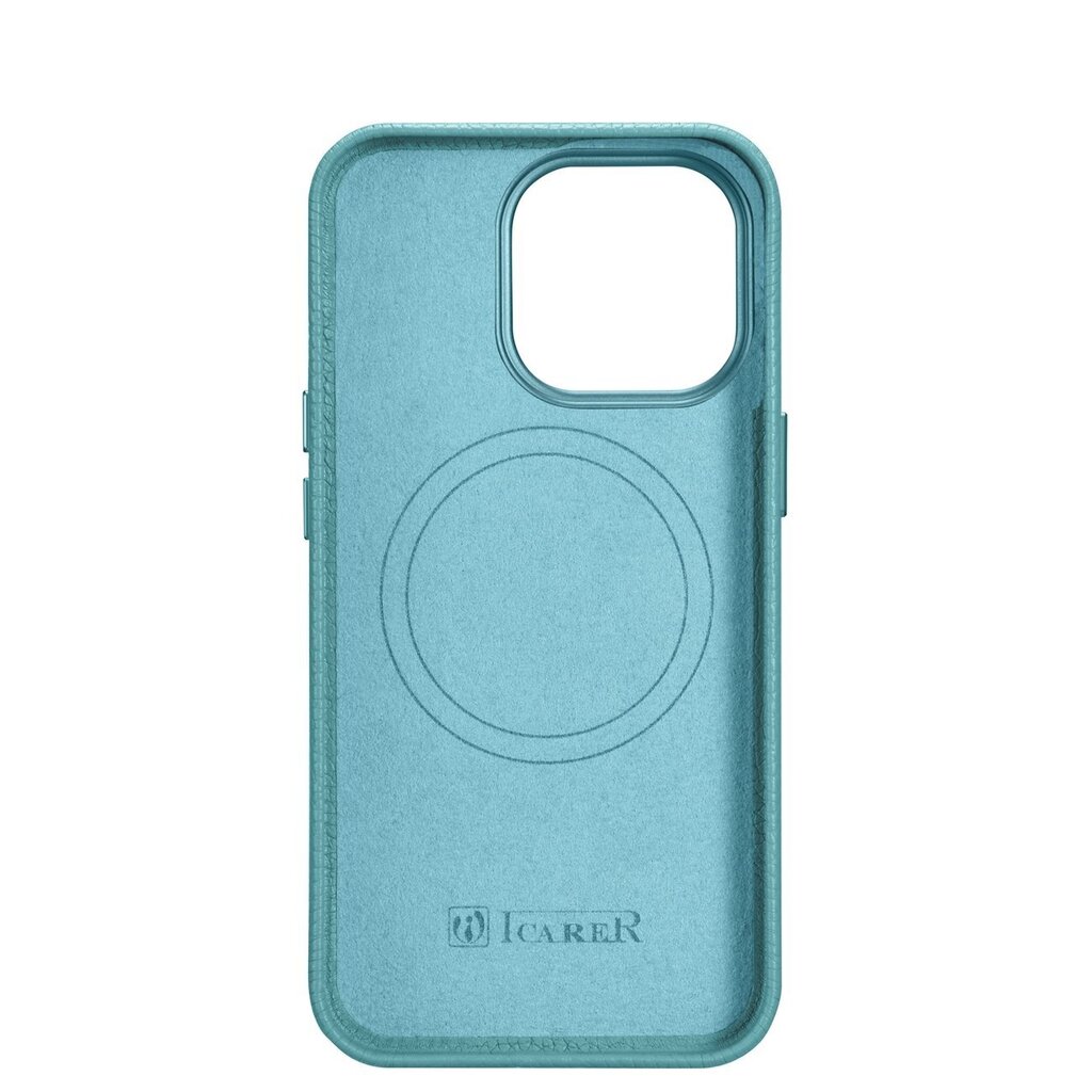 iCarer Litchi Leather iPhone 14 Pro Magnetic MagSafe Green (WMI14220710-GN) cena un informācija | Telefonu vāciņi, maciņi | 220.lv