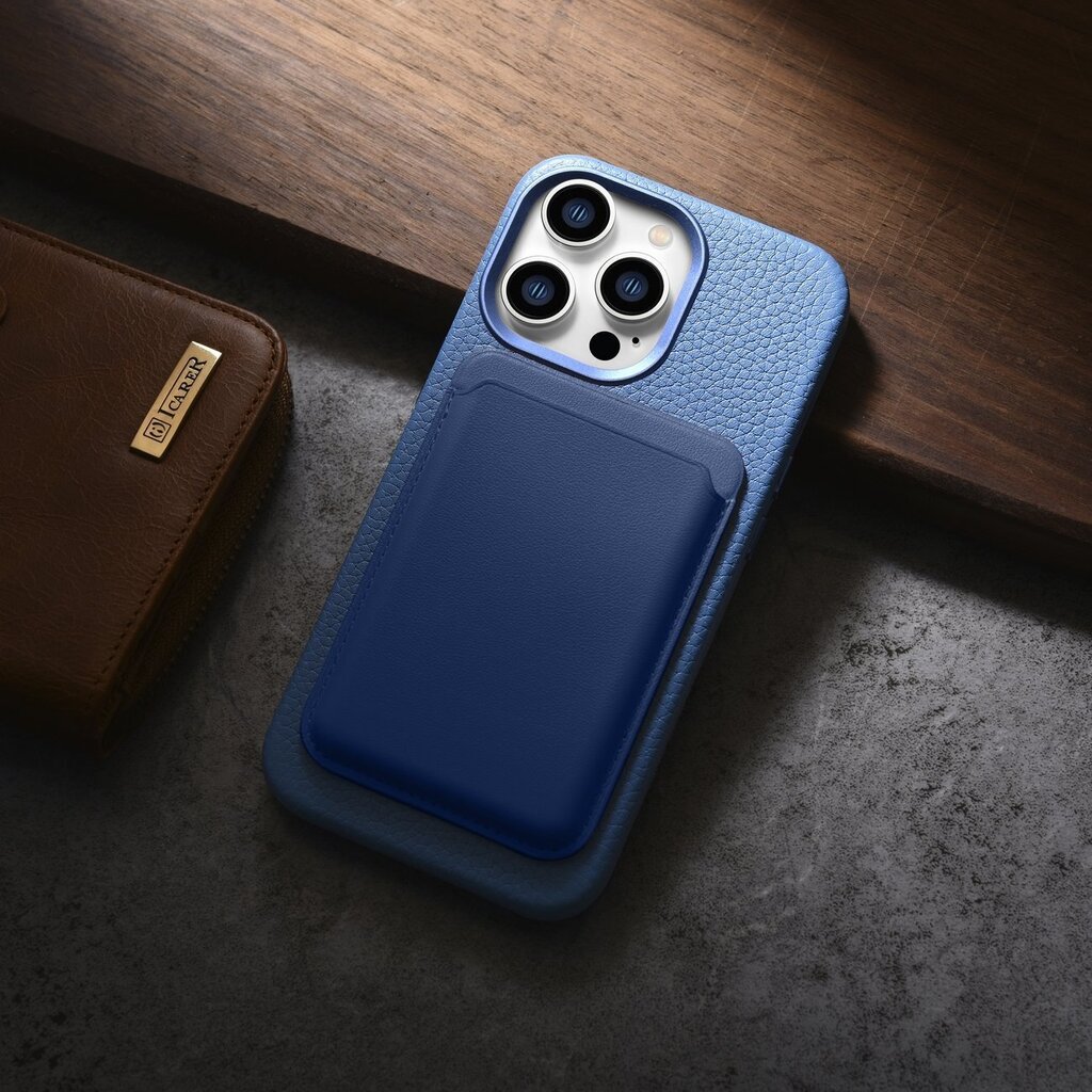 iCarer Litchi Leather iPhone 14 Pro Magnetic MagSafe Light Blue (WMI14220710-LB) cena un informācija | Telefonu vāciņi, maciņi | 220.lv