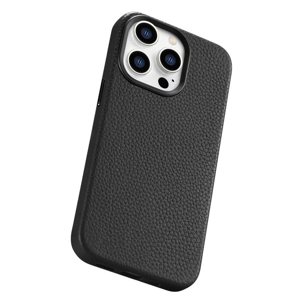 iCarer Litchi Leather iPhone 14 Pro Magnetic MagSafe Black (WMI14220710-BK) cena un informācija | Telefonu vāciņi, maciņi | 220.lv