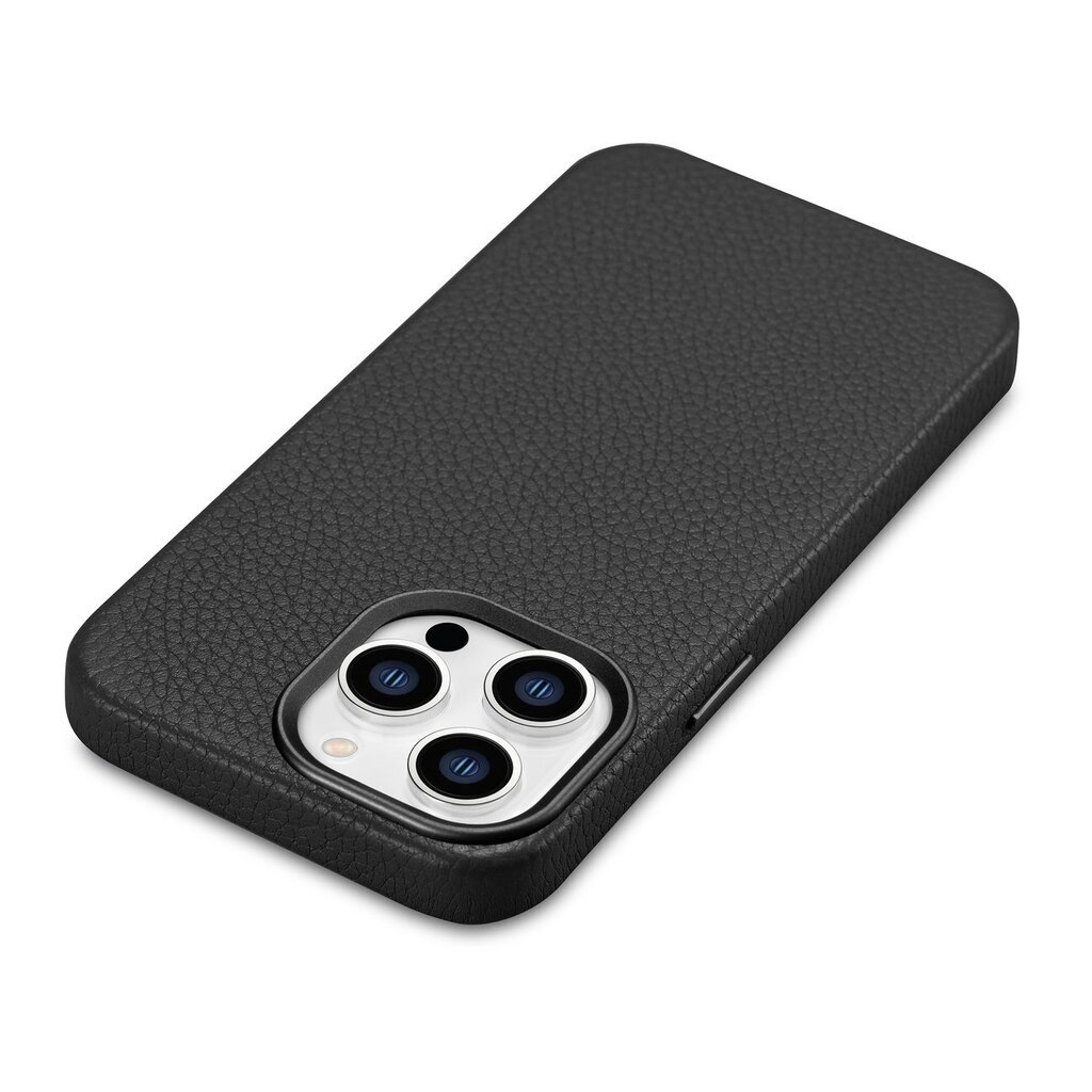 iCarer Litchi Leather iPhone 14 Pro Magnetic MagSafe Black (WMI14220710-BK) cena un informācija | Telefonu vāciņi, maciņi | 220.lv