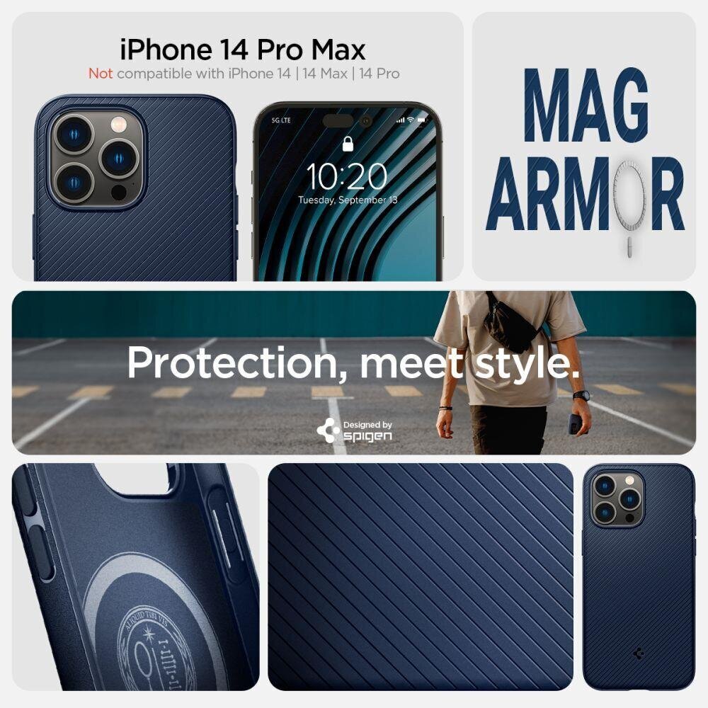 Spigen Armor iPhone 14 Pro Max Blue cena un informācija | Telefonu vāciņi, maciņi | 220.lv