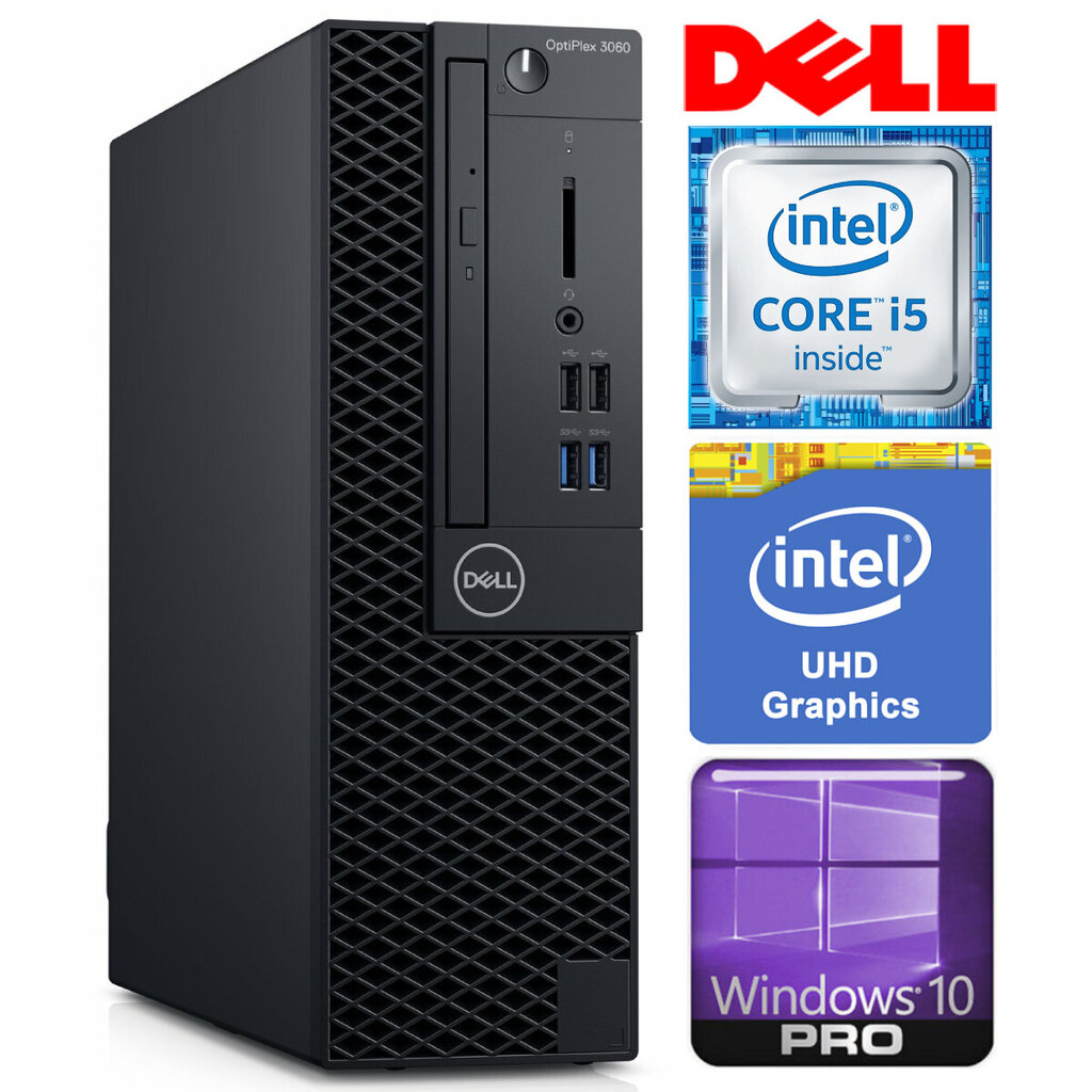 DELL 3060 SFF i5-8500 8GB 256SSD M.2 NVME+2TB DVD WIN10Pro cena un informācija | Stacionārie datori | 220.lv